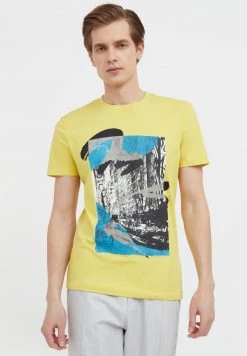 Finn Flare Herren T-Shirt Print - Yellow