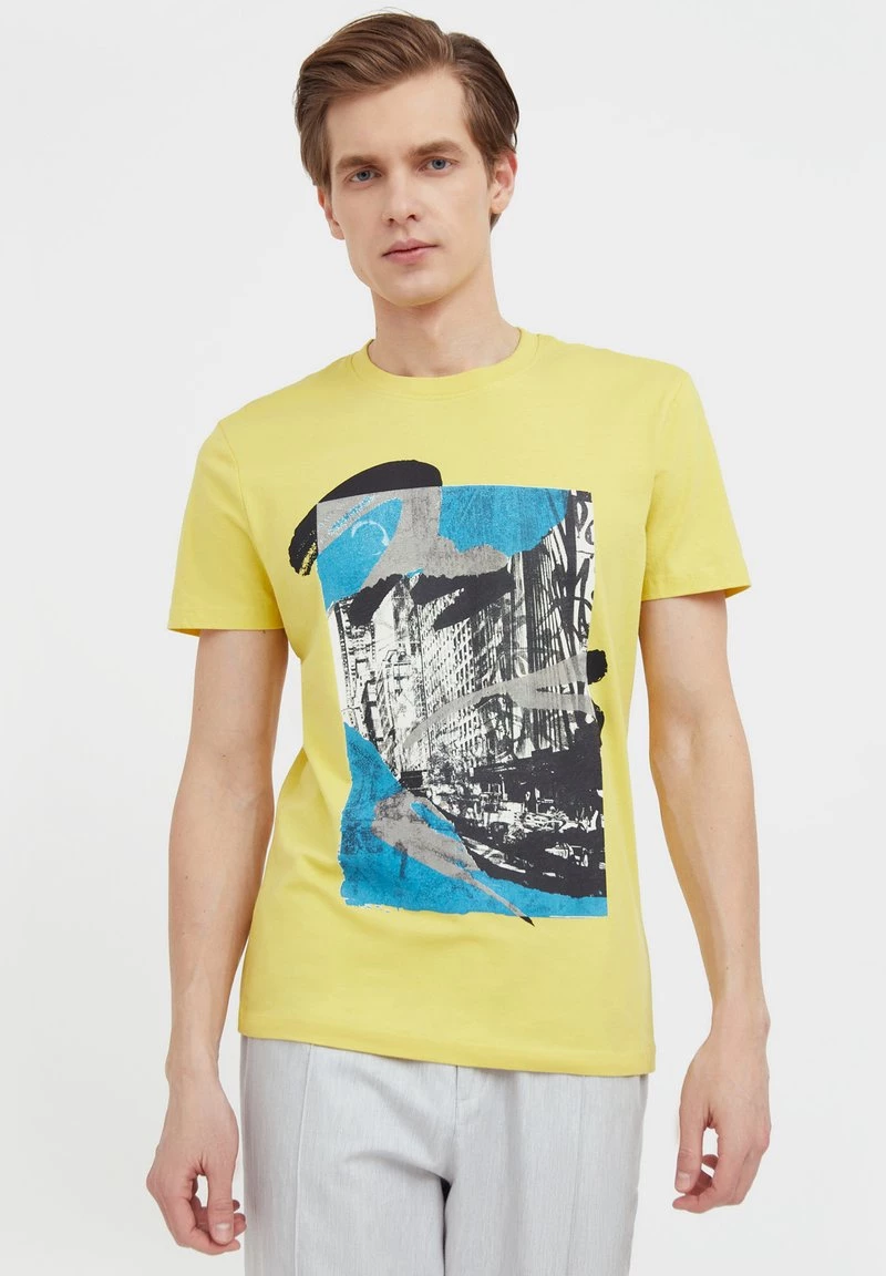 Finn Flare Herren T-Shirt Print - Yellow 3 Finn Flare Herren T-Shirt Print - Yellow