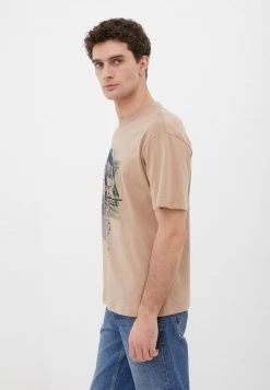 Finn Flare Herren T-Shirt Print - Beige -Finn Flare Verkaufsladen 080709f832fc4899864917aab2082f32