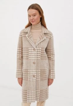 Finn Flare Damen Klassischer Mantel - Light Brown Melange