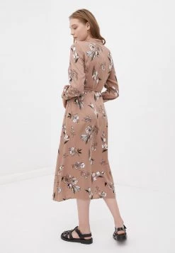 Finn Flare Damen Blusenkleid - Dark Beige -Finn Flare Verkaufsladen 1396b77b5a884e908ad81a269cb3c58c