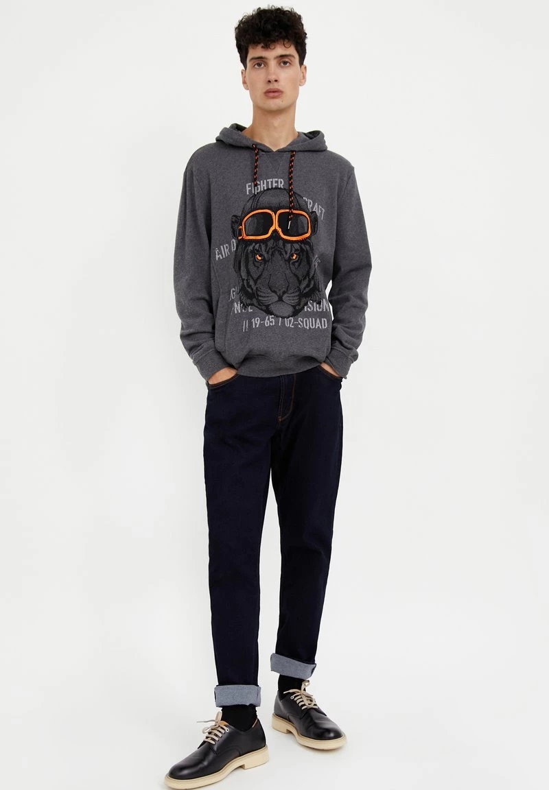 Finn Flare Herren Kapuzenpullover - Dark Grey Melange 4 Finn Flare Herren Kapuzenpullover - Dark Grey Melange – Bild 2