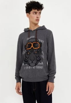 Finn Flare Herren Kapuzenpullover - Dark Grey Melange