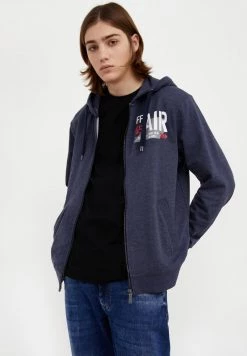 Finn Flare Herren Sweatjacke - Dark Blue Melange