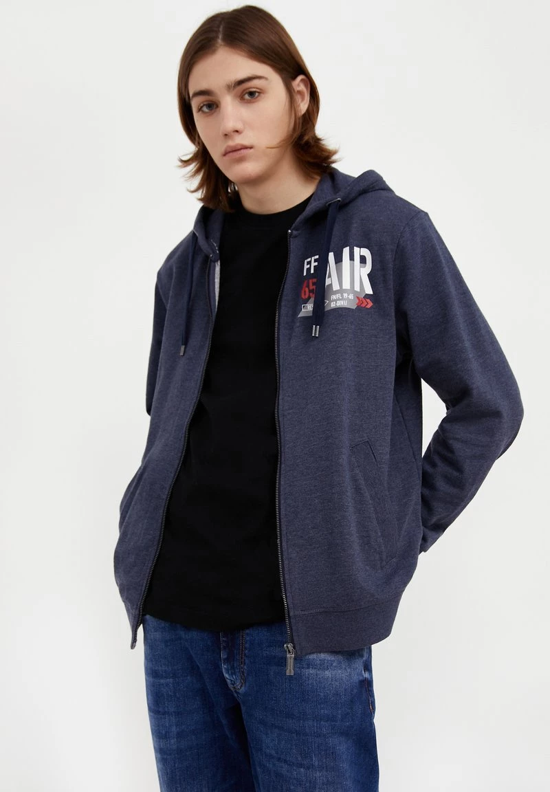 Finn Flare Herren Sweatjacke - Dark Blue Melange 3 Finn Flare Herren Sweatjacke - Dark Blue Melange