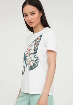 Finn Flare Damen MIT GROSSEM SCHMETTERLINGS-DRUCK - T-Shirt Print - White