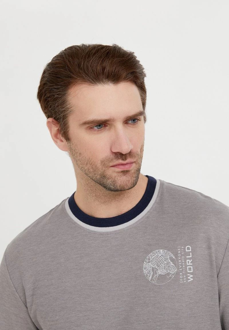 Finn Flare Herren T-Shirt Print - Grey Melange 7 Finn Flare Herren T-Shirt Print - Grey Melange – Bild 5