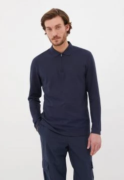 Finn Flare Herren LANGARM - Poloshirt - Darkblue