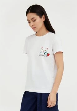 Finn Flare T-Shirt Print - White | Damen -Finn Flare Verkaufsladen 411435e4230044378e8bb04c77a36c59