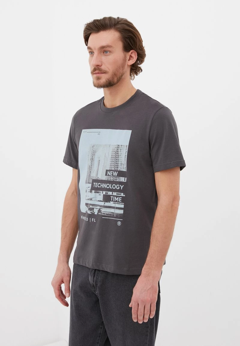 Finn Flare Herren T-Shirt Print - Dark Grey 5 Finn Flare Herren T-Shirt Print - Dark Grey – Bild 3