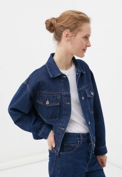 Finn Flare Damen Jeansjacke - Dark Blue Denim