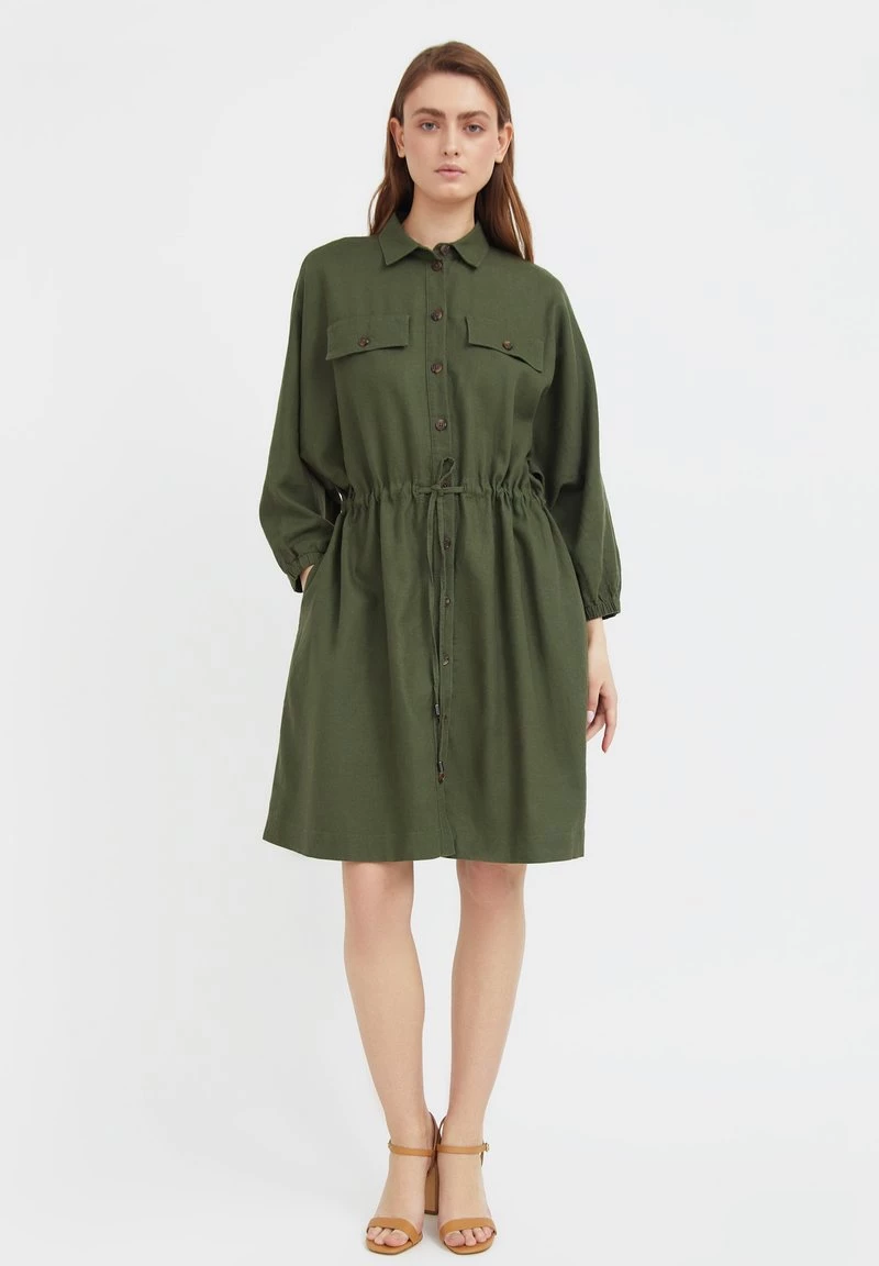 Finn Flare Damen Blusenkleid - Dark Green 4 Finn Flare Damen Blusenkleid - Dark Green – Bild 2