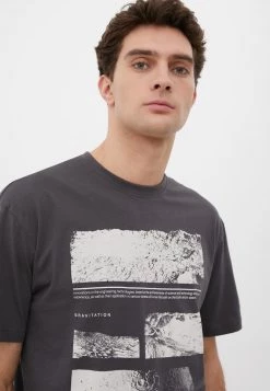 Finn Flare Herren T-Shirt Print - Dark Grey -Finn Flare Verkaufsladen 587ff7bd07a740969abb2823fe392000