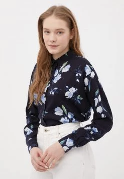 Finn Flare Damen Hemdbluse - Dark Blue -Finn Flare Verkaufsladen 5c6edf7fe2b94e98b7fba070f2df84dc