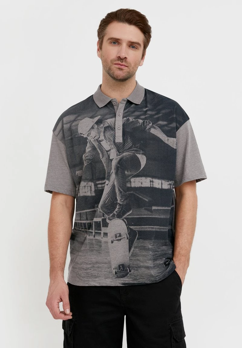 Finn Flare Herren Poloshirt - Grey Melange 3 Finn Flare Herren Poloshirt - Grey Melange