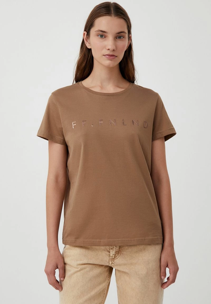 Damen FINN FLARE KURZARM - T-Shirt Print - Dark Beige 3 Damen FINN FLARE KURZARM - T-Shirt Print - Dark Beige