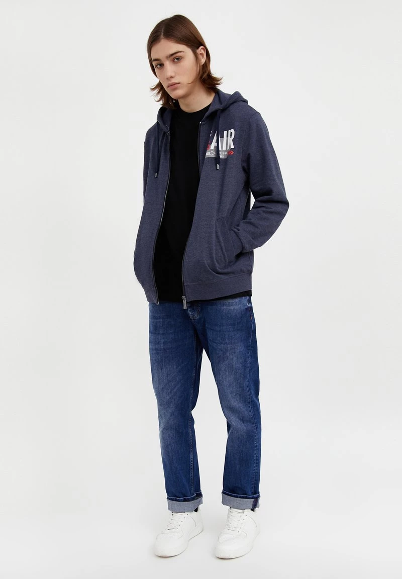 Finn Flare Herren Sweatjacke - Dark Blue Melange 4 Finn Flare Herren Sweatjacke - Dark Blue Melange – Bild 2