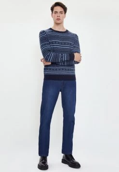 Finn Flare Herren Strickpullover - Dark Blue -Finn Flare Verkaufsladen 7d9e04cf7b13480a8e39141eb33f892e