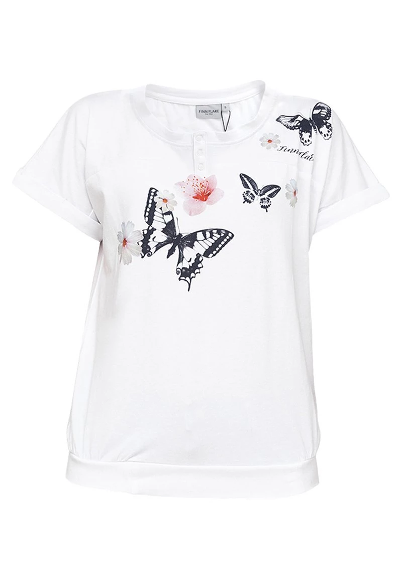 Finn Flare Damen MIT SCHMETTERLINGSMOTIV - T-Shirt Print - White 7 Finn Flare Damen MIT SCHMETTERLINGSMOTIV - T-Shirt Print - White – Bild 5