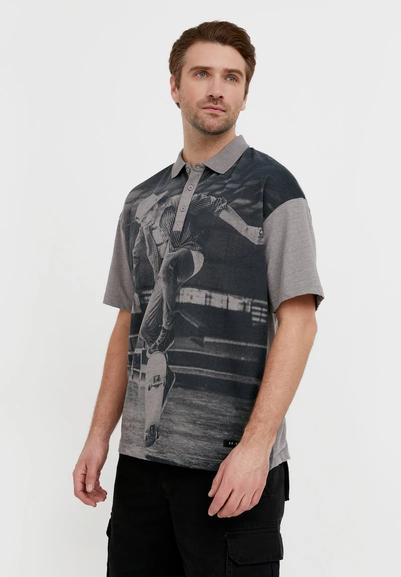 Finn Flare Herren Poloshirt - Grey Melange 6 Finn Flare Herren Poloshirt - Grey Melange – Bild 4