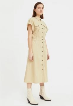 Finn Flare Damen Blusenkleid - Beige -Finn Flare Verkaufsladen 8f5e05893e034a8fb36cdcf11c999367