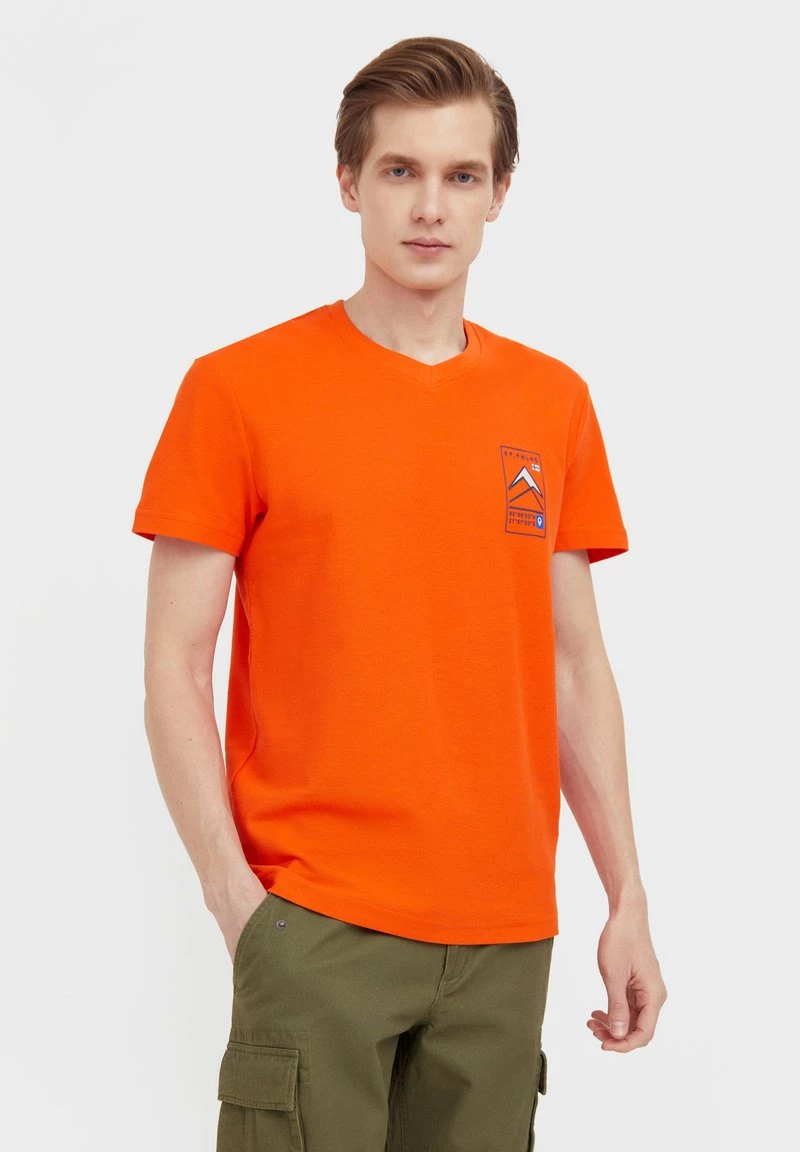 Finn Flare Herren T-Shirt Print - Orange 3 Finn Flare Herren T-Shirt Print - Orange