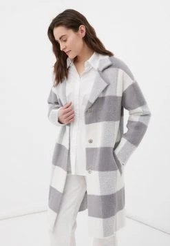 Finn Flare Damen Klassischer Mantel - Grey/white 12 Finn Flare Damen Klassischer Mantel - Grey/white -Finn Flare Verkaufsladen 98e53002b63245688af78ed6ed33d287