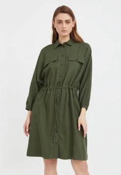 Finn Flare Damen Blusenkleid - Dark Green