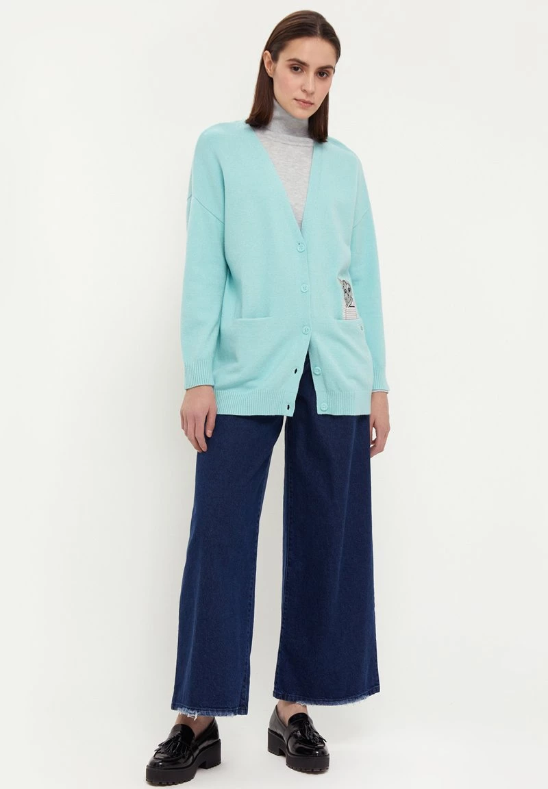 Finn Flare Damen Strickjacke - Turquoise 4 Finn Flare Damen Strickjacke - Turquoise – Bild 2