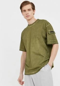 Finn Flare T-Shirt Print - Olive Green | Herren -Finn Flare Verkaufsladen 9c3657161fad4d649377f25b5c839d78