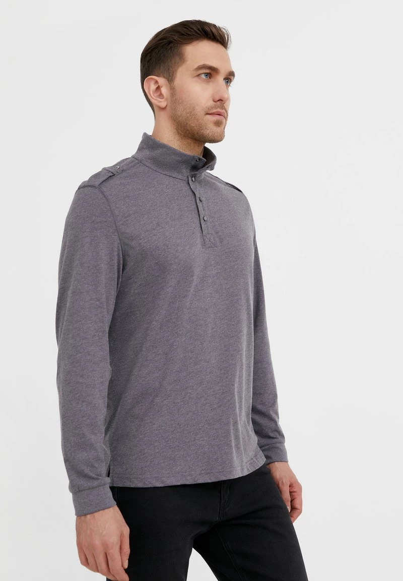 Finn Flare Herren Langarmshirt - Dark Grey Melange 6 Finn Flare Herren Langarmshirt - Dark Grey Melange – Bild 4