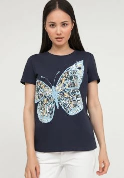 Finn Flare Damen MIT GROSSEM SCHMETTERLINGS-DRUCK - T-Shirt Print - Cosmic Blue