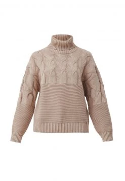 Finn Flare Damen Strickpullover - Beige -Finn Flare Verkaufsladen b25b9368337a43d4bdc73d23c55fabe1