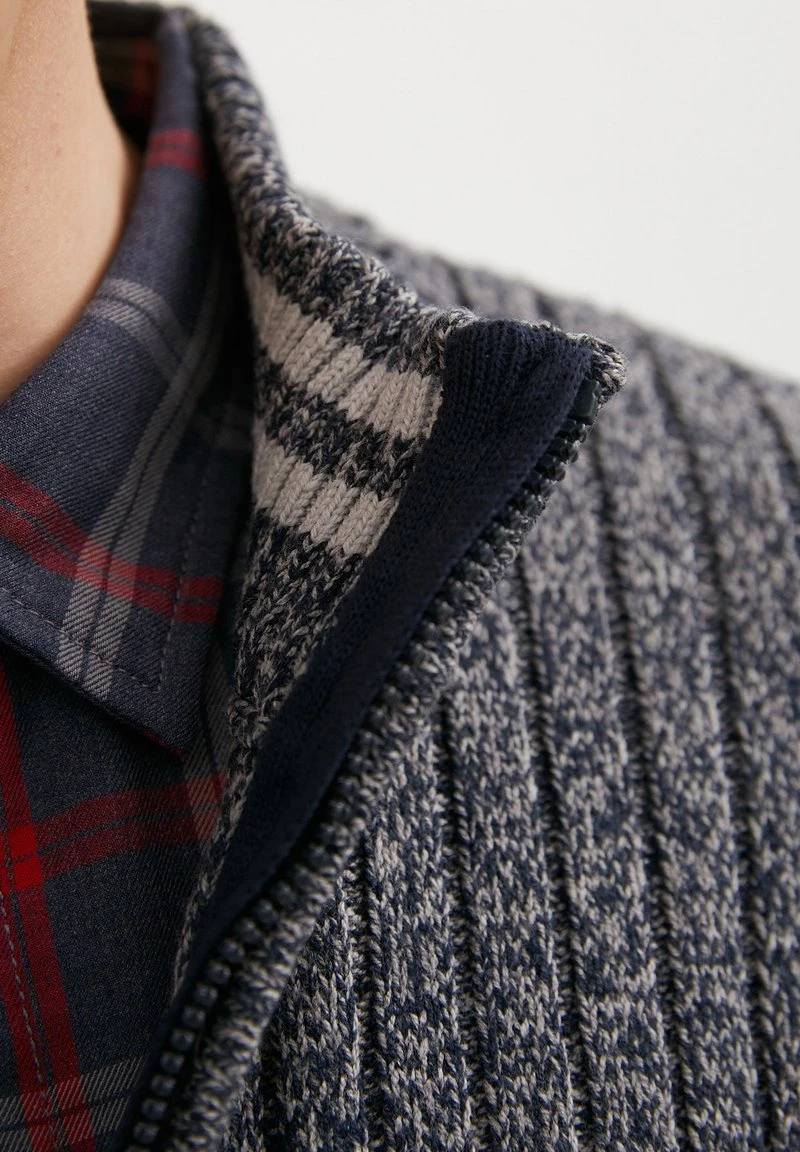 Finn Flare Herren Strickjacke - Dark Blue Melange 7 Finn Flare Herren Strickjacke - Dark Blue Melange – Bild 5