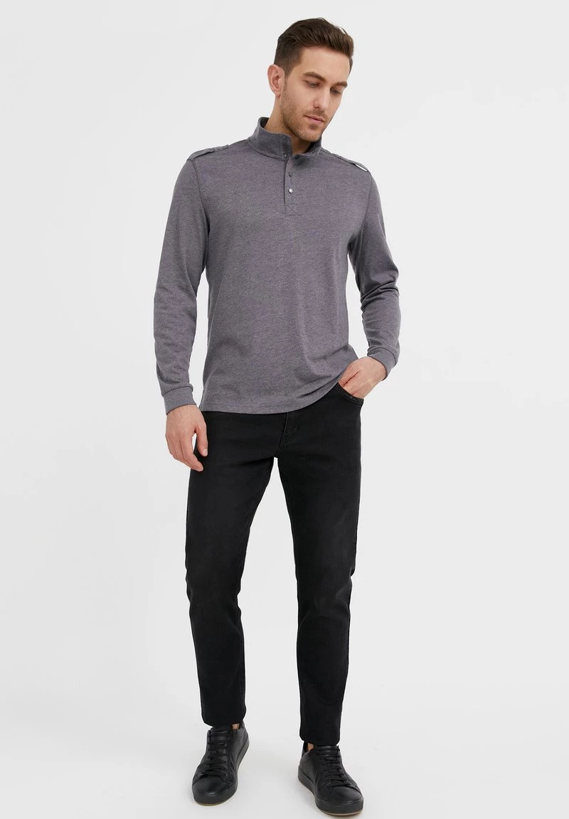 Finn Flare Herren Langarmshirt - Dark Grey Melange 4 Finn Flare Herren Langarmshirt - Dark Grey Melange – Bild 2