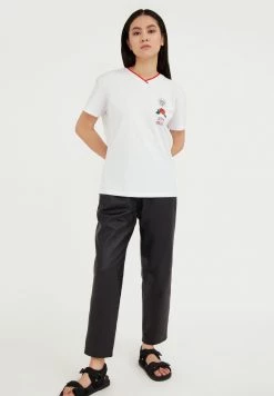 Finn Flare Damen T-Shirt Print - White -Finn Flare Verkaufsladen dbbc87299407477780160473bdd55491