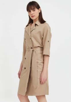 Finn Flare Damen Blusenkleid - Beige -Finn Flare Verkaufsladen e492f67212d2496b97428f6cc7e50938