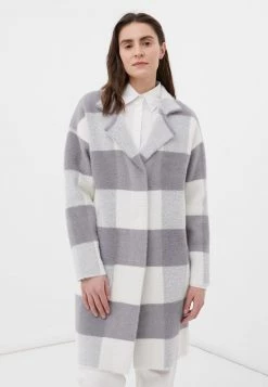 Finn Flare Damen Klassischer Mantel - Grey/white