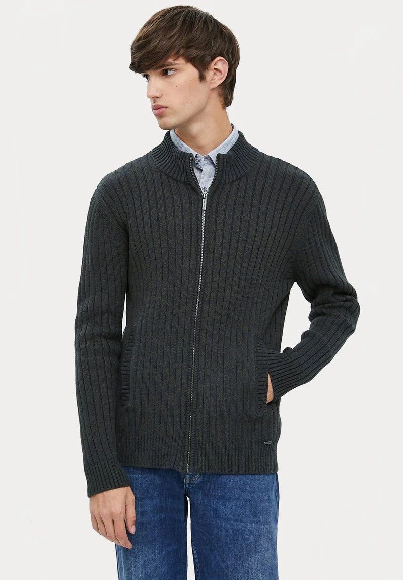 Finn Flare Herren Strickjacke - Dark Green 3 Finn Flare Herren Strickjacke - Dark Green