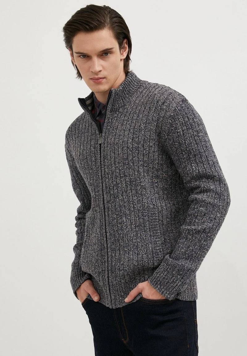 Finn Flare Herren Strickjacke - Dark Blue Melange 8 Finn Flare Herren Strickjacke - Dark Blue Melange – Bild 6