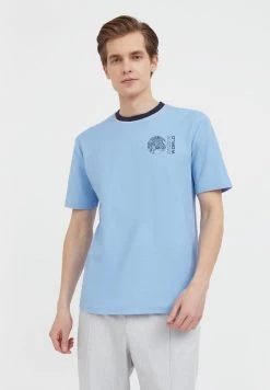 Finn Flare Herren T-Shirt Print - Light Blue