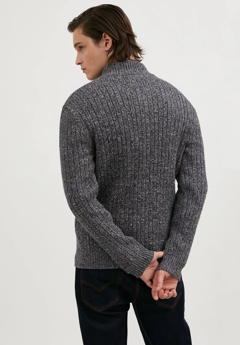 Finn Flare Herren Strickjacke - Dark Blue Melange 5 Finn Flare Herren Strickjacke - Dark Blue Melange – Bild 3